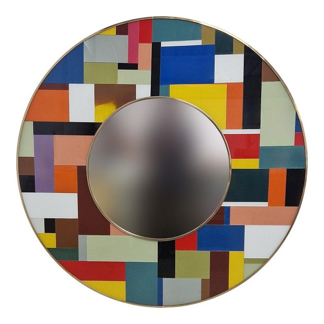 Metal Round Glass Mirror, 1980s For Sale - Image 7 of 7