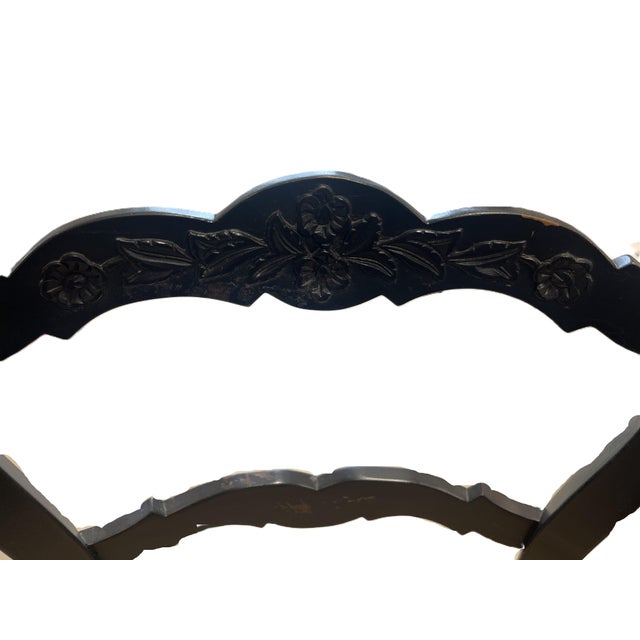 Set of 6 Vintage Carved Wood Country French Rush Seat Dining Chairs For Sale In Philadelphia - Image 6 of 9