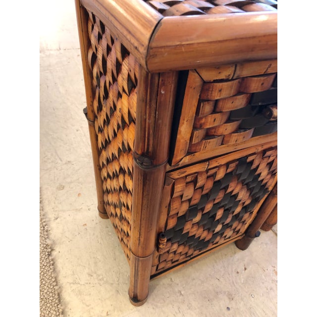 Wood Vintage Rattan Cabinet Night Stand For Sale - Image 7 of 8