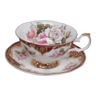 Staffordshire Elizabethan Bone China Roses Flowers Tea Cup and Saucer Set 4610b For Sale