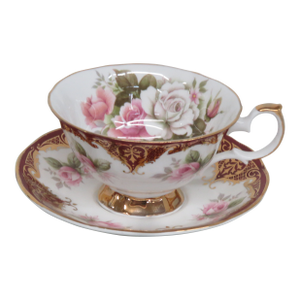 Staffordshire Elizabethan Bone China Roses Flowers Tea Cup and Saucer Set 4610b