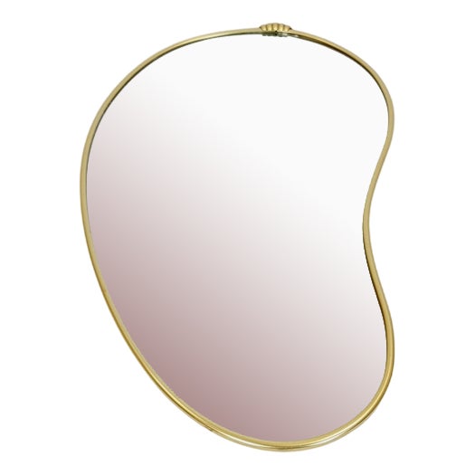 Mid-Century German Asymmetric Brass Wall Mirror, 1960s For Sale