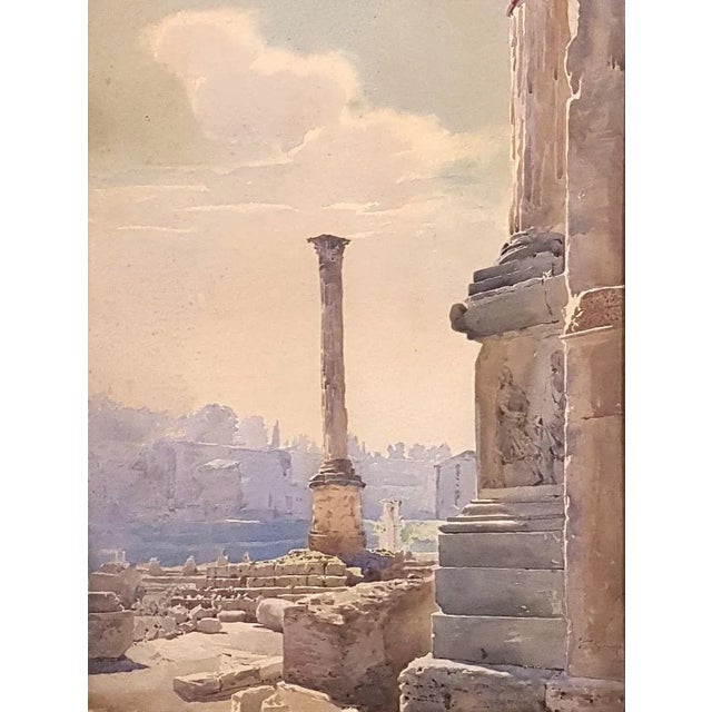 View of the Roman Forum - ''Colonna di Foca'' - Original Watercolor 1885 ca. 1885 ca. For Sale - Image 3 of 5