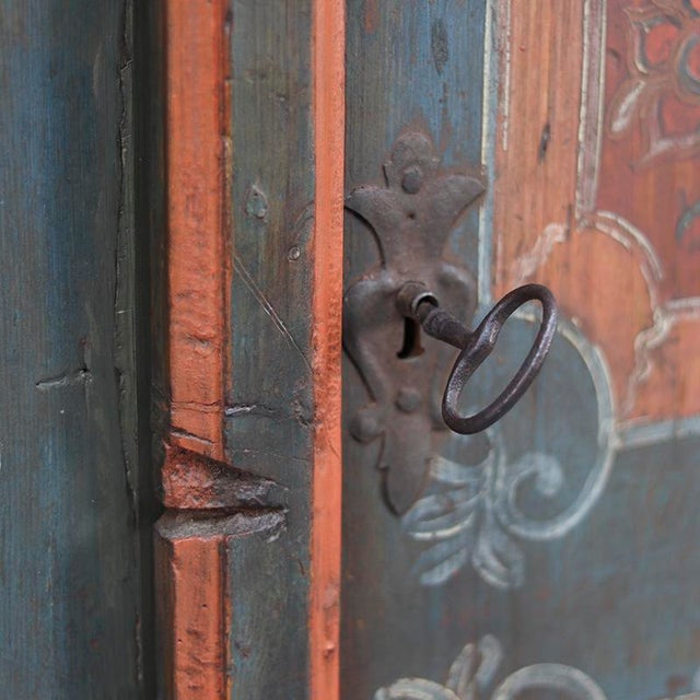 Rustic Farmhouse Painted Folk Art Bridal Cabinet For Sale - Image 14 of 16