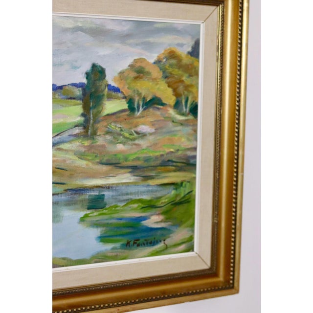 Katarina Fontaine, Lush Landscape, 1960s, Oil on Canvas, Framed For Sale - Image 9 of 11