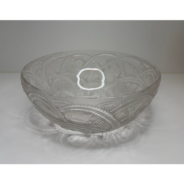 Art Deco Lalique French Crystal Pinsons Bowl, Signed. For Sale - Image 3 of 5