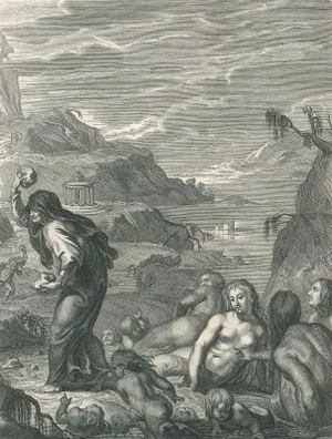 Deucalion et Pyrrha, from ''Temple des Muses'' - Etching by B. Picart - 1742 1742