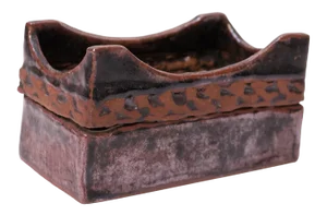 Studio Pottery Glazed Stoneware Sculptural Box Signed "Polk 70"