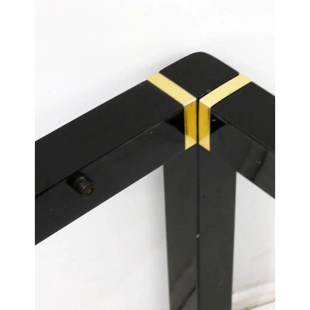 Small Vintage Coffee Table in Black Lacquered Wood & Gold Metal, Smoked Glass Tray, 1970s For Sale - Image 6 of 11