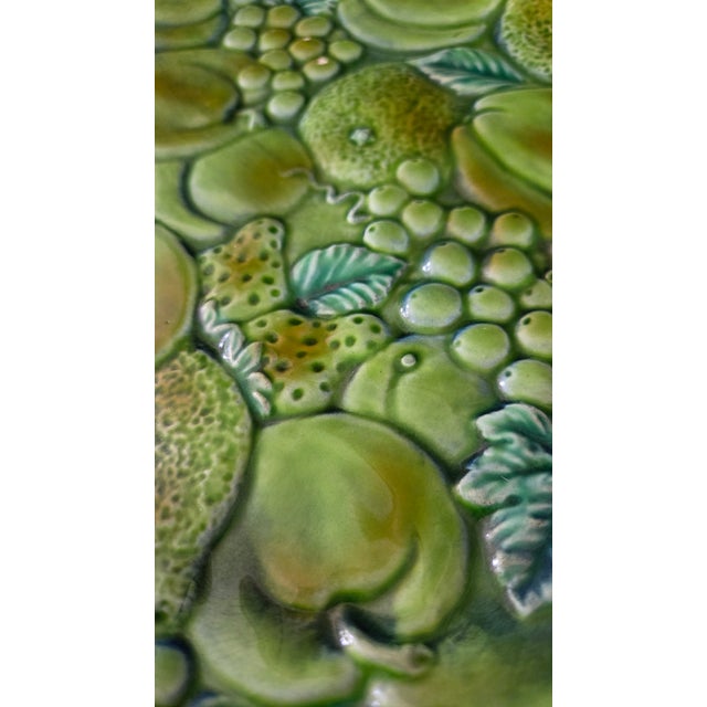 1960s Inarco Japan E2606 Green Majolica-Style Fruit Pedestal Compote For Sale - Image 10 of 18