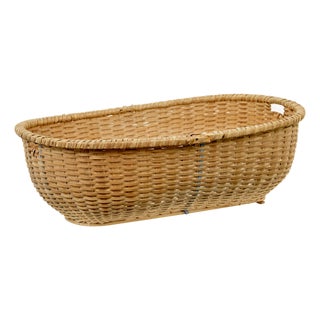 Large 19th Century Hand Woven and Pine Basket, 1895 For Sale