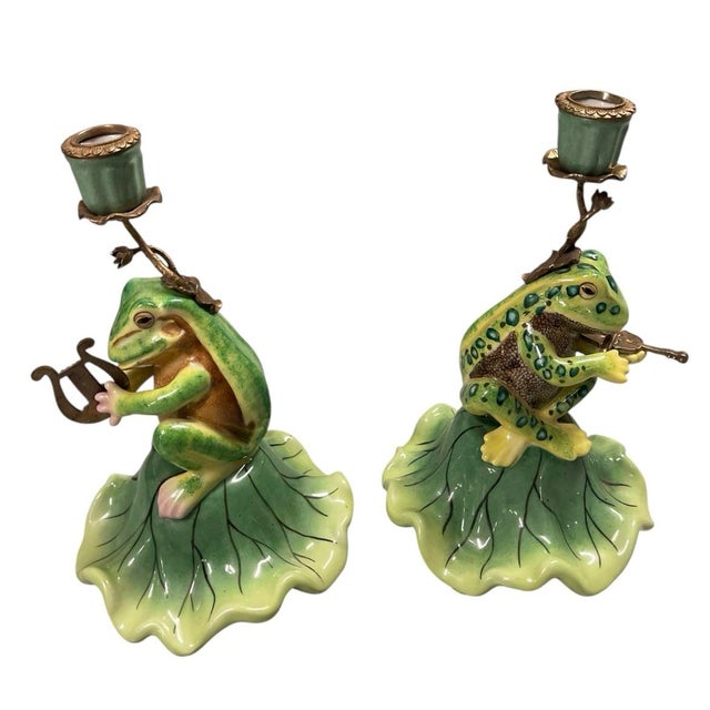 Bring a touch of enchanting, classic European-style whimsy to your tabletop with this delightful pair of vintage ceramic...