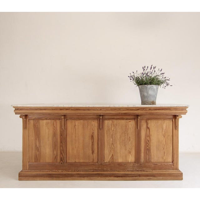 French Pine and Marble Top Counter, Early 20th Century For Sale - Image 4 of 18