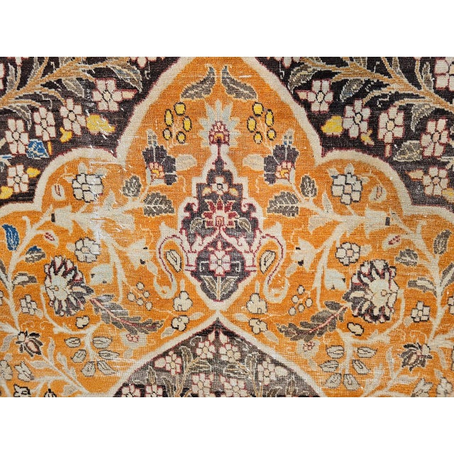 Antique Persian Tabriz Rug, Hand-Knotted Wool, Haji Jalili Style Floral Pattern, Coral & Brown, 11x14 For Sale - Image 9 of 13