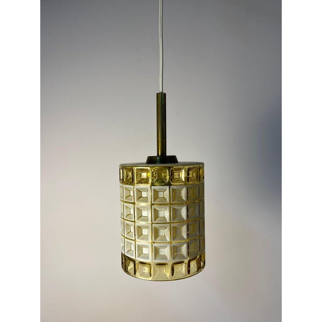 White and Yellow Waffle Textured Pendant Lamp from Orrefors For Sale - Image 11 of 11