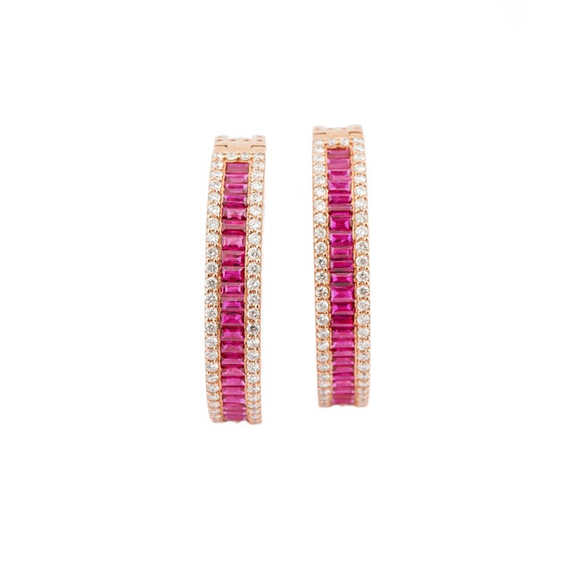 Natural diamond 2.76cts & ruby 5.97cts earring in 18k gold For Sale - Image 12 of 18