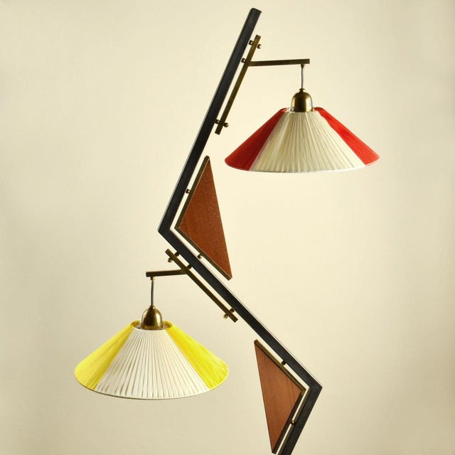 1950s Mid-Century Modern Italian Floor Lamp with Red and Yellow Shades, 1950s For Sale - Image 5 of 13
