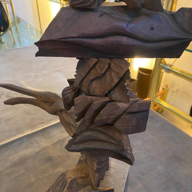 2000s Organic Modern Movable Hand-Carved Sicilian Wood Sculpture by Sciacca For Sale - Image 4 of 12