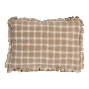 Schumacher Crawford Check 18" Lumbar Pillow in Flax