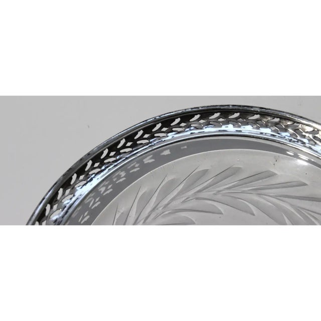 1930s 1930s Small Serving Dish Sterling Silver and Cut Crystal For Sale - Image 5 of 10
