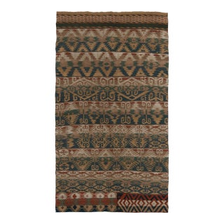 Vintage Jajim Kilim Rug in Beige-Brown, Blue and Green Tribal Geometric Patterns For Sale