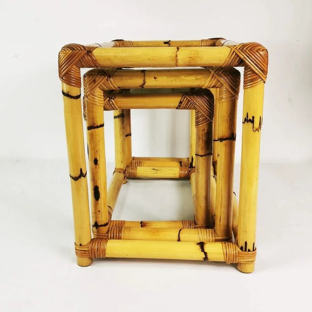 Modern German Tables in Bamboo, 1970s, Set of 3 For Sale - Image 3 of 12