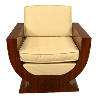 Art Deco Club Chair in Leather For Sale