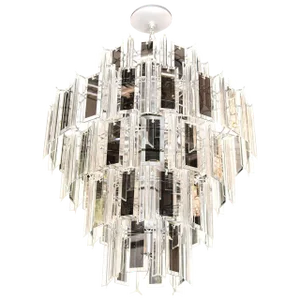 Hollywood Regency Chandelier With Lucite and Mirrored Glass Prisms, 1970's
