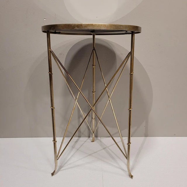 Circular Side Table with Mirror Top in the style of Maison Jansen, France, 1980s For Sale - Image 6 of 13