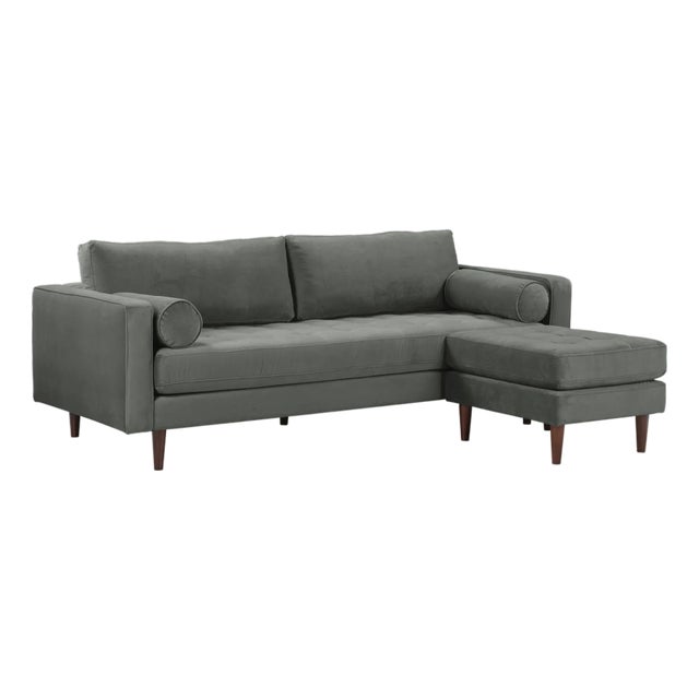 Gray Cave Ash Gray Velvet Cave 2-Piece Performance Sectional For Sale - Image 8 of 8