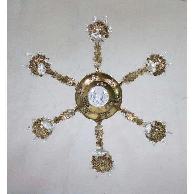 Early 20th Century French Rococo Revival Six Arm Gilt Bronze and Crystal Chandelier With Porcelain Plaques For Sale - Image 13 of 16