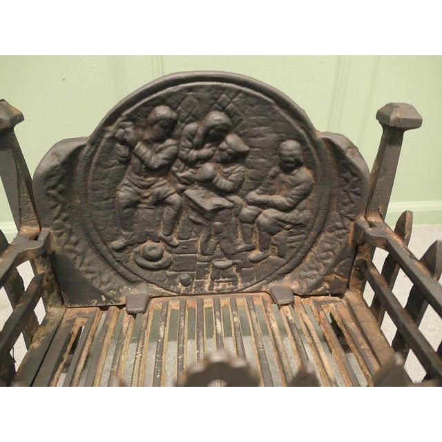 Metal Gothic Style Free Standing Fire Basket with Decorative Back, 1900 For Sale - Image 7 of 8