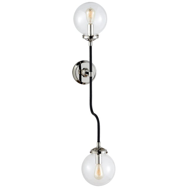 Bistro Double Wall Sconce in Polished Nickel with Clear Glass Designer: Ian K. Fowler Height: 32" Extension: 11.5"...
