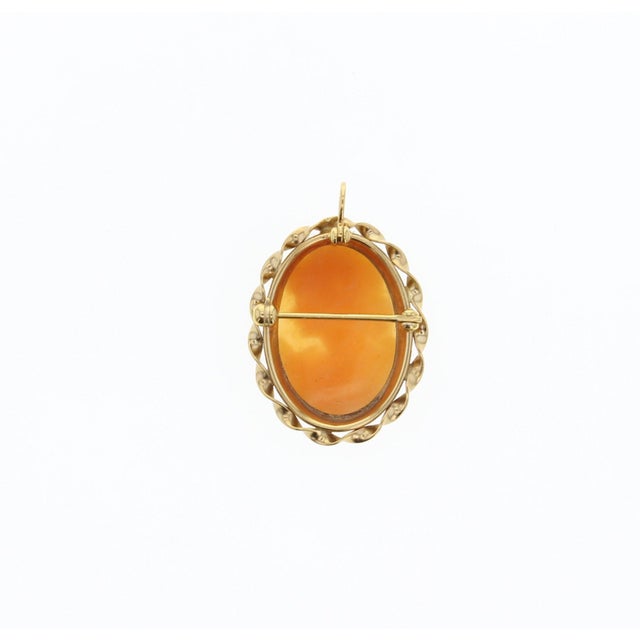 ♥ Brooch Information ♥ Details: Intricately carved orange shell oval cameo featured with a detailed woman in profile....