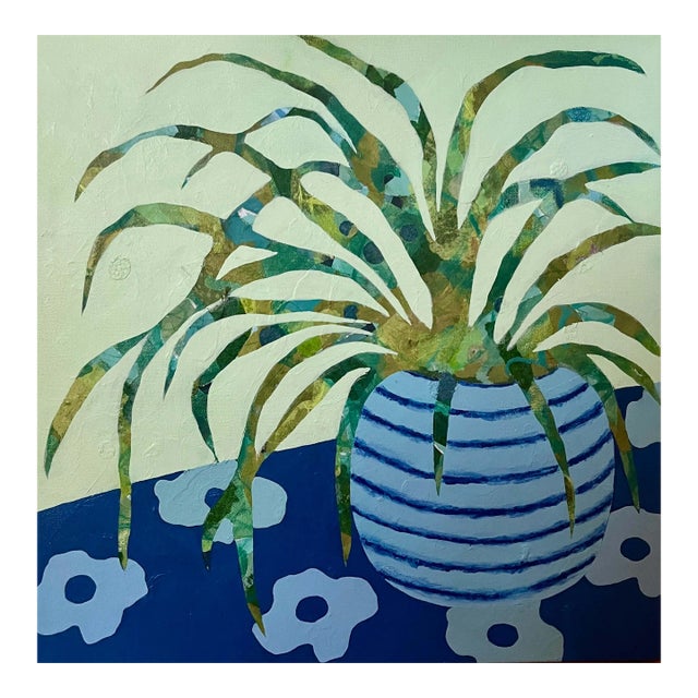 Spider Plant With Floral Tablecloth For Sale