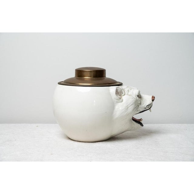 Very rare white glazed ceramic ice box, Made in Italy, 1970s. Beautiful large glazed ceramic ice cube prover with plastic...