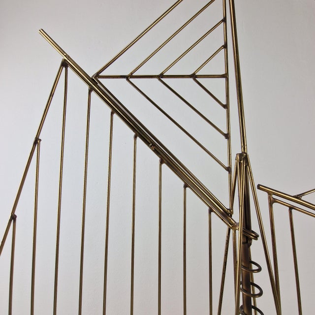 Curtis Jeré, Brass Wire Sailboat Sculpture, 1976, Brass For Sale - Image 10 of 15