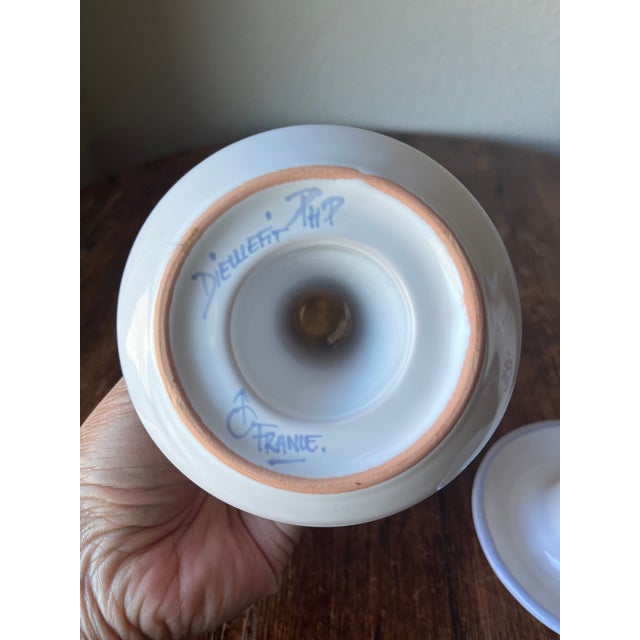 Pair of Dieulefit PHP Pottery Made in France Candlestick Holders For Sale - Image 10 of 10