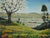 Mid Century Oil Landscape of Santa Clara Valley Before Silicon Valley 1947 Original oil painting depicting a landscape of...