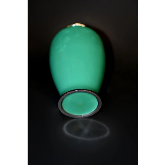 Signed Ando Jubei Green Baluster Cloisonne Vase 7.5" For Sale - Image 9 of 12