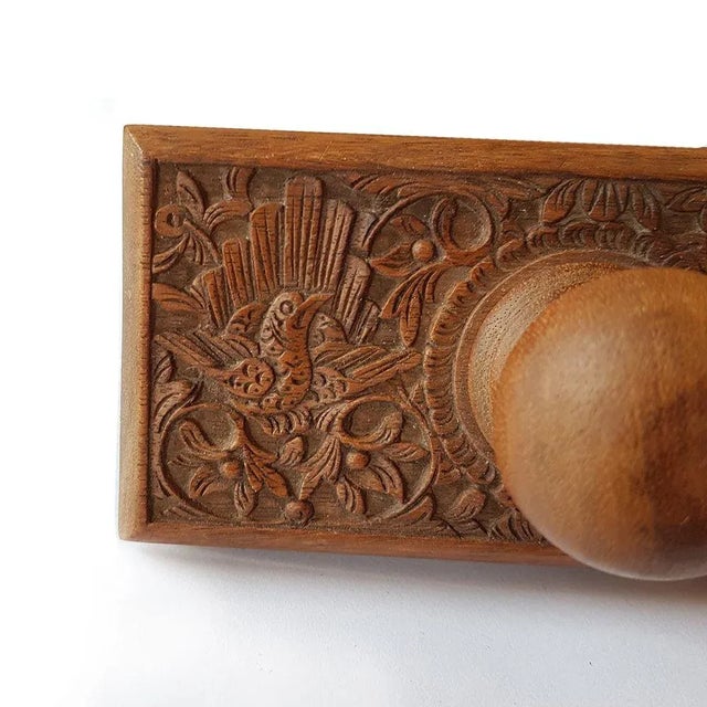 Vintage Art Deco Asian Hand Carved Desk Set, Set of 2 For Sale - Image 9 of 15