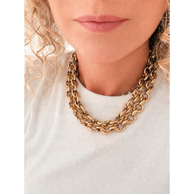Vintage Maleggi Italian 18k Gold Double Rolo Link Long Necklace, 121.8 Grams For Sale - Image 12 of 13