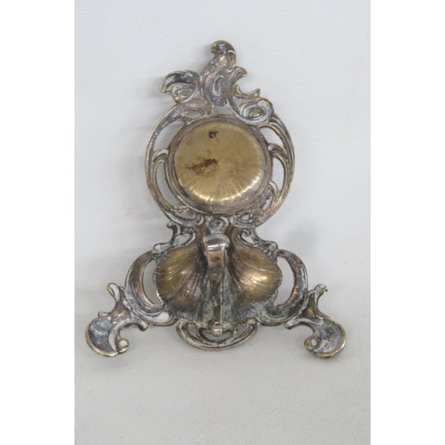 Rococo Style Brass Tone Pocket Watch Holder Stand Shell Scrollwork Motif 5169b For Sale - Image 13 of 16