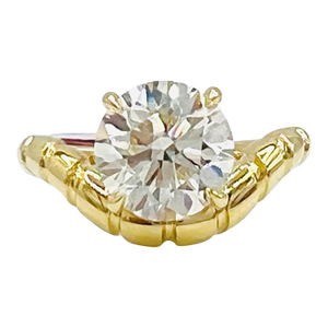 Gia 3 Carat Round Diamond Ring in 18k Yellow Gold, Size 6.5