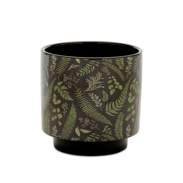 2020s Botanical Fern Print Dolomite Planter (Set of 2) For Sale - Image 5 of 5