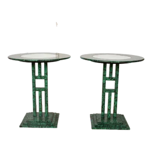1980s Post Modern Faux Malachite Tables, a Pair
