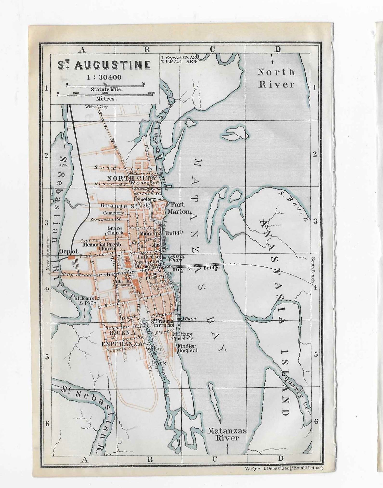 1909 St Augustine Antique Florida - 1909 St Augustine Antique Florida Map 0628