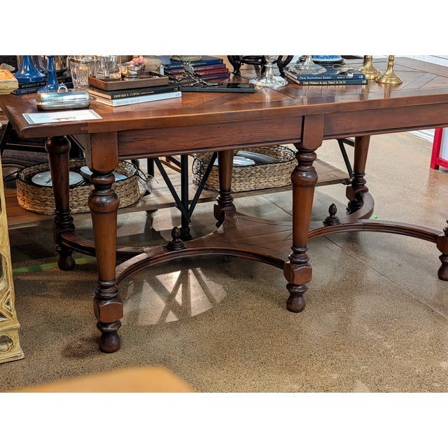 Wood Narrow Vintage Tavern Dining Table Solid Wood For Sale - Image 7 of 11