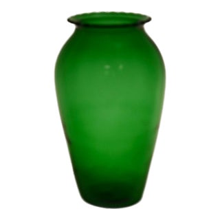 Emerald Green Glass 9” Vase For Sale