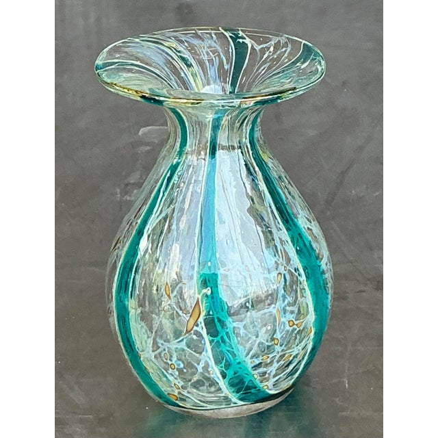 Boho Chic Vintage Mdina Malta Glass Vase For Sale - Image 3 of 10